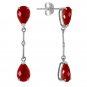 14K Solid White Gold Diamonds & rubyes Dangling Earrings
