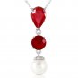 5.05 Carat 14K Solid White Gold Keep Your Cool Ruby pearl Necklace