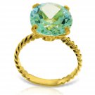 14K Solid Gold Ring Natural 12.0 mm Round Blue Topaz Gemstone Womens Size 5-11