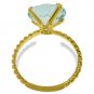 14K Solid Gold Ring Natural 12.0 mm Round Blue Topaz Gemstone Womens Size 5-11