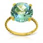 14K Solid Gold Ring Natural 12.0 mm Round Blue Topaz Gemstone Womens Size 5-11