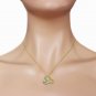 Womens 14K Solid Gold Heart Necklace with Natural Diamond & Green Amethyst
