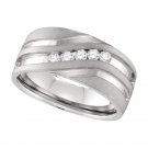 10k White Gold Mens Round Channel-set Diamond Matte Wedding Band Ring 1/4 Cttw