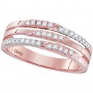10k Rose Gold Womens Diamond Wedding Band Ring 3-row Anniversary Fashion 1/5 CT