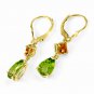 4.5 CTW 14K Solid Gold Leverback Earrings Peridot Citrine Natural Gemstone