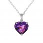 Womens Elegant 14K Solid White Gold Necklace with Natural 10mm Heart Amethyst