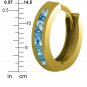 1.2 Carat 14K Solid Gold Hoop Huggie Earrings Blue Topaz Cute Fashion Jewelry
