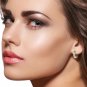 1.2 Carat 14K Solid Gold Hoop Huggie Earrings Blue Topaz Cute Fashion Jewelry