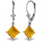 3.2 Ct 14K Solid White Gold Double Edged Citrine Earrings Cute Fashion Jewelry