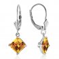 3.2 Ct 14K Solid White Gold Double Edged Citrine Earrings Cute Fashion Jewelry