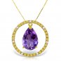 6.6 CTW 14K Solid Gold Diamond Amethyst Circle Of Love Necklace