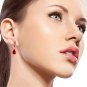 14K Solid Rose Gold Hoop Earrings with Dangling rubyes