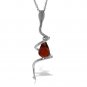 14K Solid White Gold Snake Necklace withDangling Briolette Garnet & Diamond