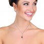 14K Solid White Gold Snake Necklace withDangling Briolette Garnet & Diamond