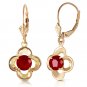 Womens 1.10 CTW 14K Solid Gold Exotic Flower Ruby Earrings Love Anniversary