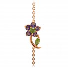 0.87 CTW 14K Solid Rose Gold Flower Bracelet Amethyst Peridot