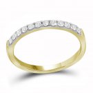 14k Yellow Gold Womens Round Pave-set Diamond Single Row Wedding Band 1/4 Cttw