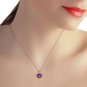 Womens Classy 14K Solid Rose Gold Necklace with Natural 10mm Heart Amethyst