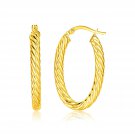 14k Yellow Gold Women's Twisted Cable Oval Hoop Earrings Bridal Anniversary Gift