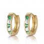 1.26 CTW 14K Solid Gold Hoop Earrings Natural Emerald White Topaz Gemstone