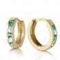 1.26 CTW 14K Solid Gold Hoop Earrings Natural Emerald White Topaz Gemstone
