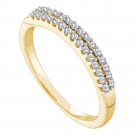 14k Yellow Gold Round Diamond 2-row Wedding Anniversary Bridal Band 1/5 Cttw