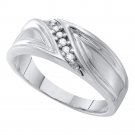 10k White Gold Mens Round Diamond Band Wedding Anniversary Ring 1/10 Ctw