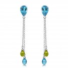 7.5 Carat 14K Solid White Gold Chandelier Earrings Blue Topaz Peridot Womens