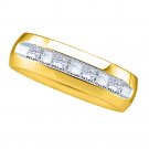 14k Yellow Gold Mens Princess Diamond Wedding Anniversary Band 1.00 Ctw