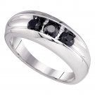 10k White Gold Mens Round Black Color Enhanced Diamond Band Wedding Ring 7/8