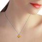 14K Solid White Gold Necklace with Natural 10mm Heart Citrine