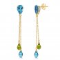 7.5 Carat 14K Solid Gold Chandelier Gemstone Earrings Blue Topaz Peridot Womens