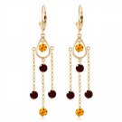 3 Carat 14K Solid Gold Gilded Age Citrine Garnet Earrings Cute Fashion Jewelry