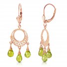 3.75 CTW 14K Solid Rose Gold Filigree Chandelier Earrings Peridot Womens Girls