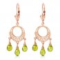 3.75 CTW 14K Solid Rose Gold Filigree Chandelier Earrings Peridot Womens Girls