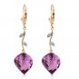21.52 Carat 14K Solid Gold Diamond Spiral Amethyst Earrings