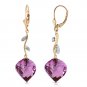 21.52 Carat 14K Solid Gold Diamond Spiral Amethyst Earrings