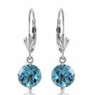 3.1 CTW 14K Solid White Gold Grace Your Ear Blue Topaz Earrings Cute Fashion
