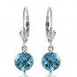 3.1 CTW 14K Solid White Gold Grace Your Ear Blue Topaz Earrings Cute Fashion