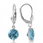3.1 CTW 14K Solid White Gold Grace Your Ear Blue Topaz Earrings Cute Fashion
