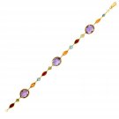 14k Yellow Gold Bracelet with Multi-Colored Stones