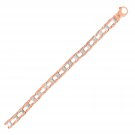 Mens Square Link Bracelet in 14k Two Tone Gold.