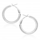 Solid 14k White Gold High Polish Hoop Earrings (0.78 inch Diameter) Womens Girls