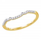 14k Yellow Gold Womens Round Diamond Contoured Slender Wedding Band 1/10 Cttw