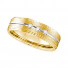 Mens Round Diamond Brushed Wedding Anniversary Band Ring 1/8 10k Yellow Gold