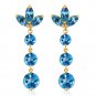8.7 Carat 14K Solid Gold Dangling Earrings Natural Blue Topaz Womens Girls