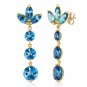 8.7 Carat 14K Solid Gold Dangling Earrings Natural Blue Topaz Womens Girls