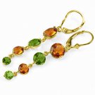 7.8 CTW 14K Solid Gold Chandelier Earrings Citrine Peridot Womens Girls Ladies