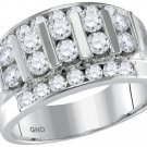 14kt White Gold Mens Round Channel-set Diamond Striped Wedding Band Ring