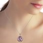 14K Solid White Gold Necklace with Checkerboard Cut Round Amethyst